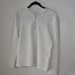 Liz Claiborne Heather Gray Zip Crew Neck Sweater
